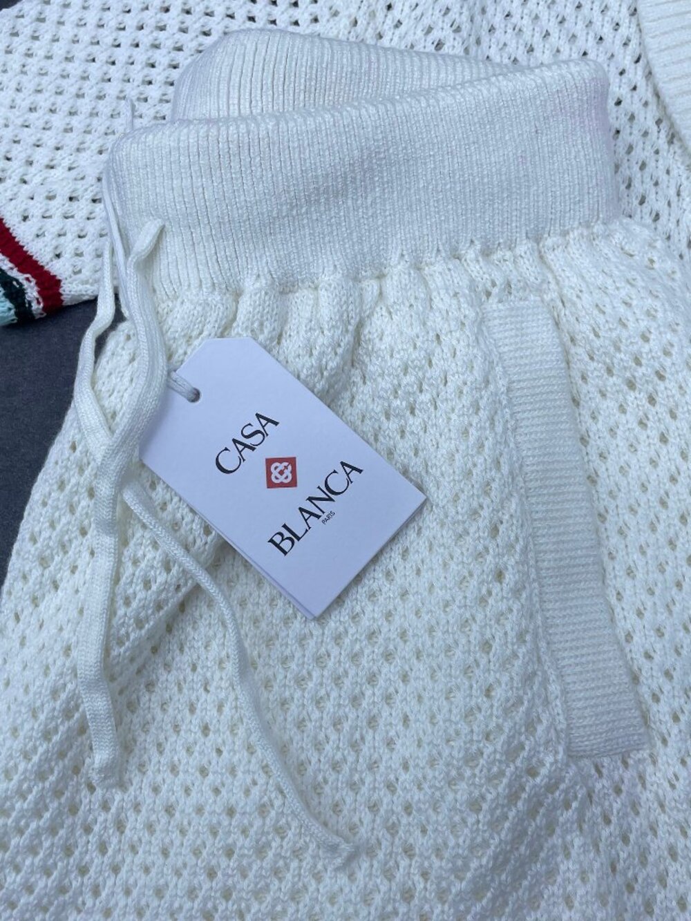Casablanca Men's White Knit Shirt & Shorts Set- Size Medium - Picture 3 of 11